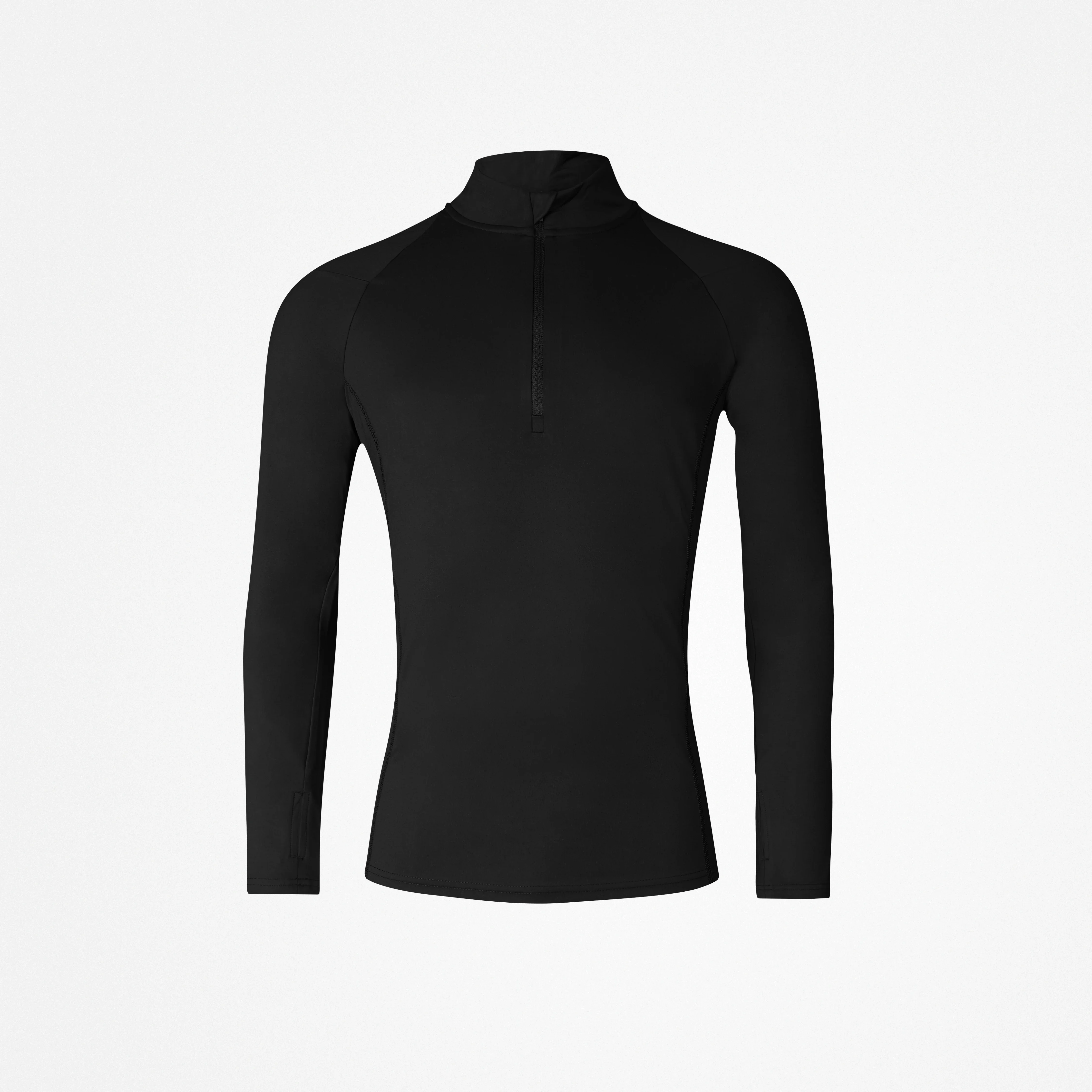 1/2 Zip Sportshirt langarm Herren | Schwarz