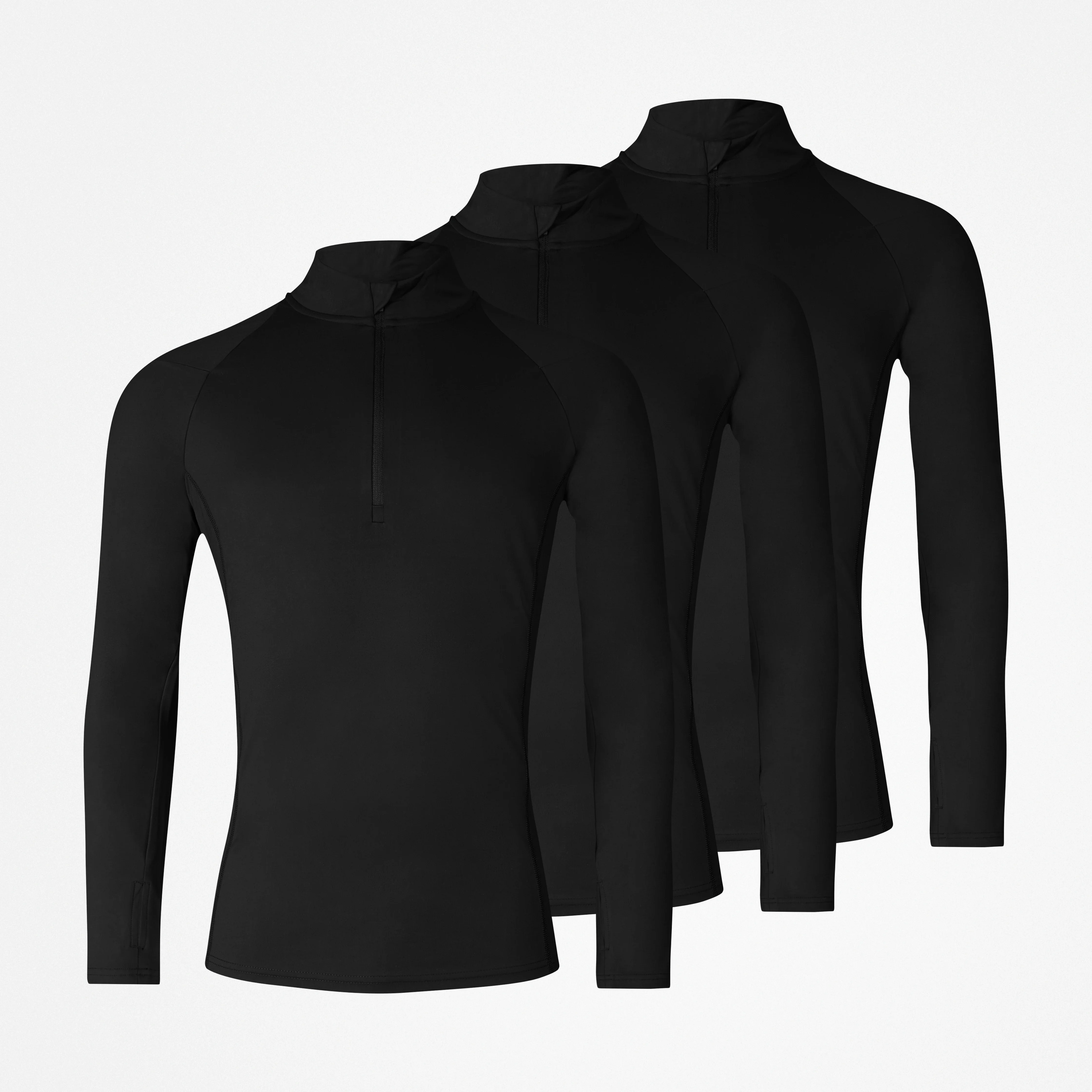 1/2 Zip Sportshirt langarm Herren | Schwarz - Image 10