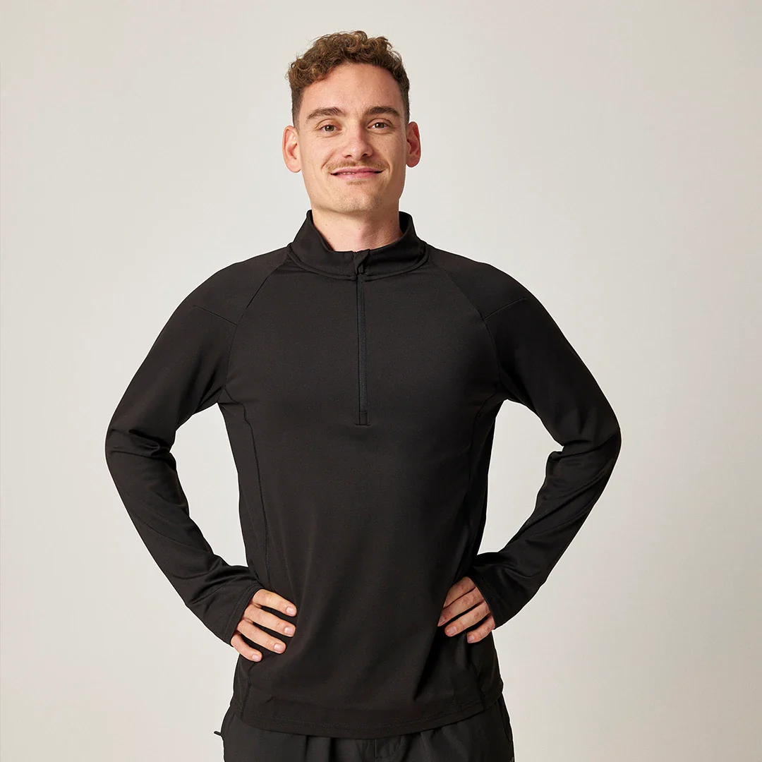 1/2 Zip Sportshirt langarm Herren | Schwarz - Image 2