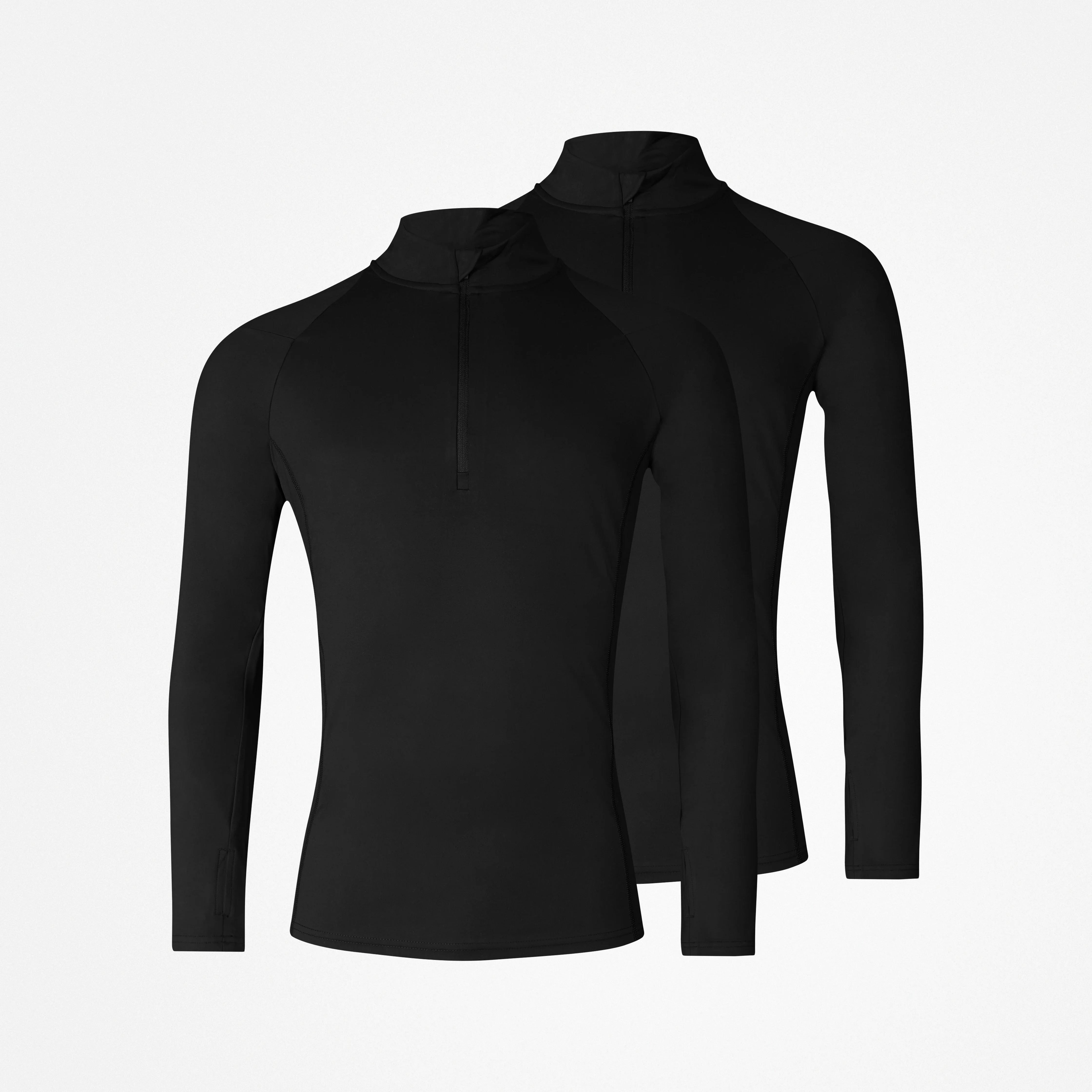 1/2 Zip Sportshirt langarm Herren | Schwarz - Image 9