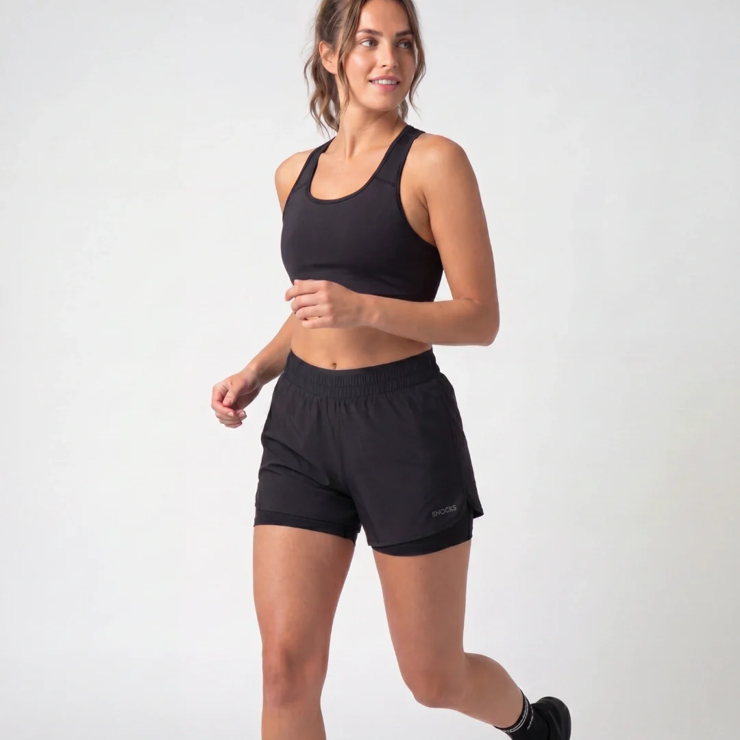 2 in 1 Sport Shorts Damen | Schwarz - Image 4