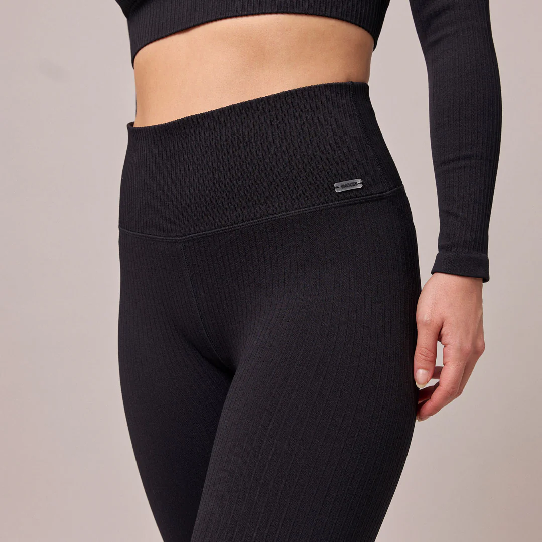 Gerippte Leggings | Schwarz - Image 8