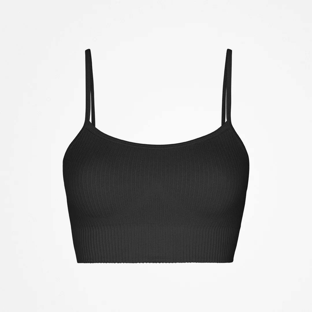 Gerippter Sport-BH | Schwarz