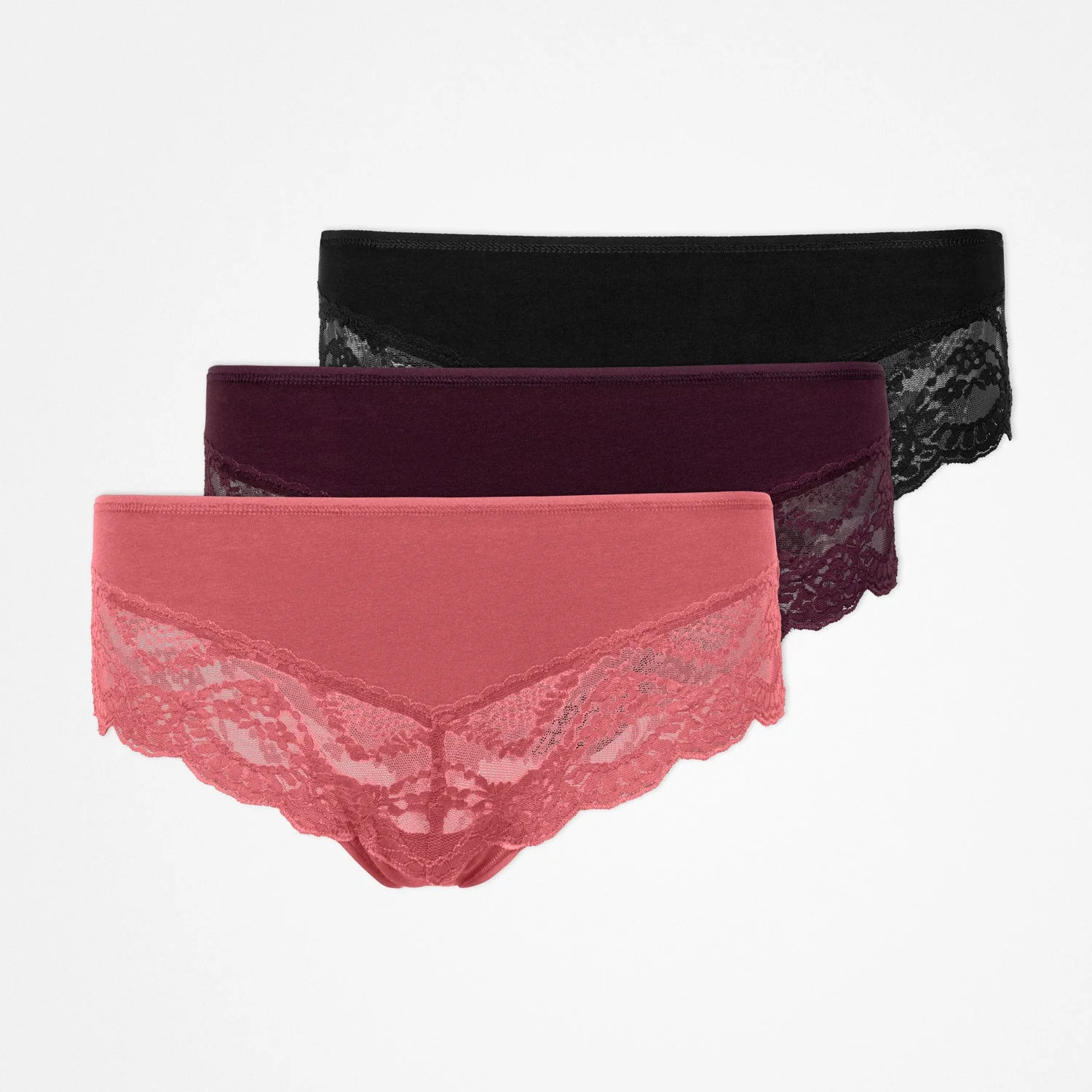 Hipster Panties mit Spitze | Mix (Mauve/Weinrot/Schwarz) - Image 13