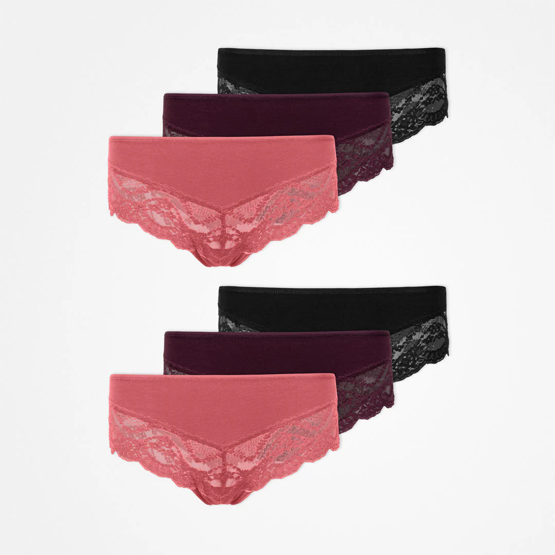 Hipster Panties mit Spitze | Mix (Mauve/Weinrot/Schwarz) - Image 14