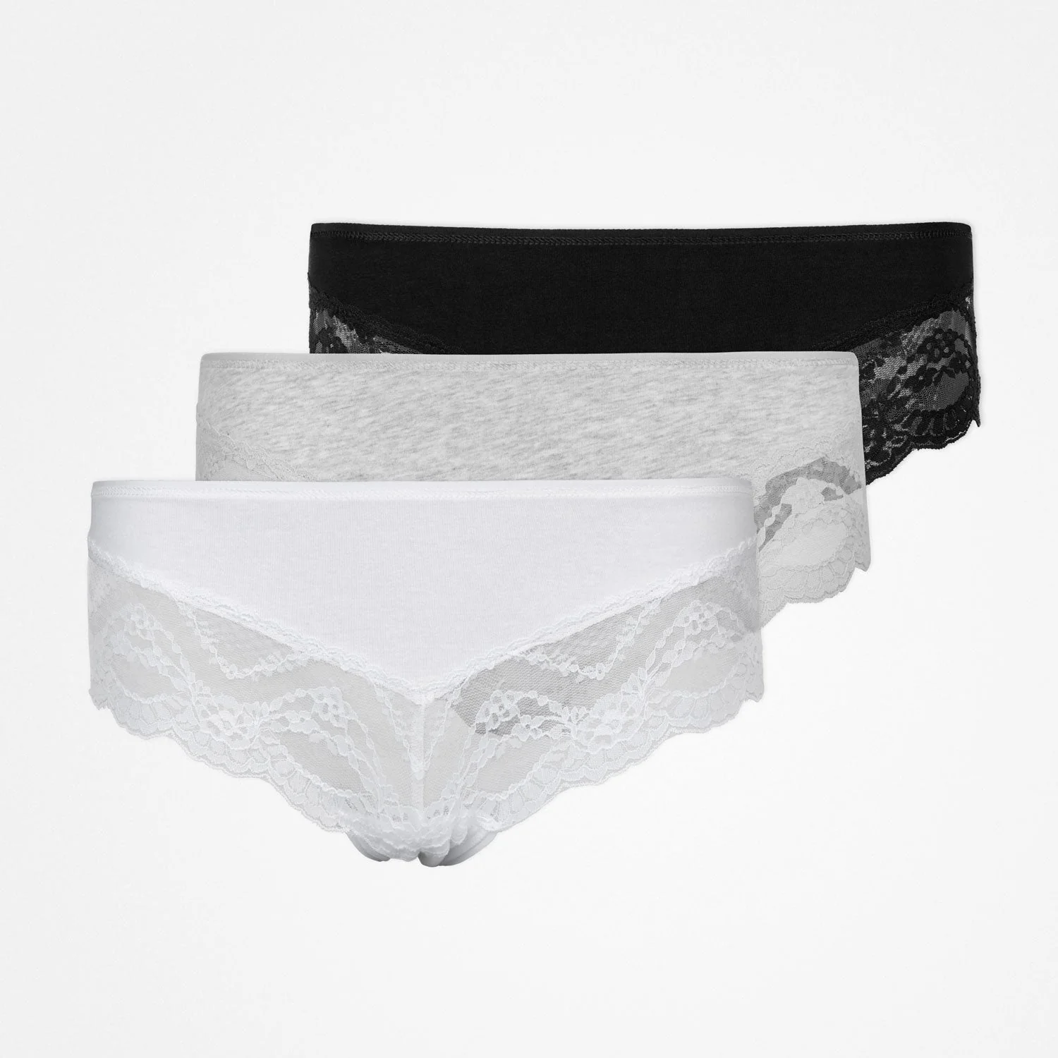Hipster Panties mit Spitze | Mix (Weiß/Hellgrau/Schwarz) - Image 13