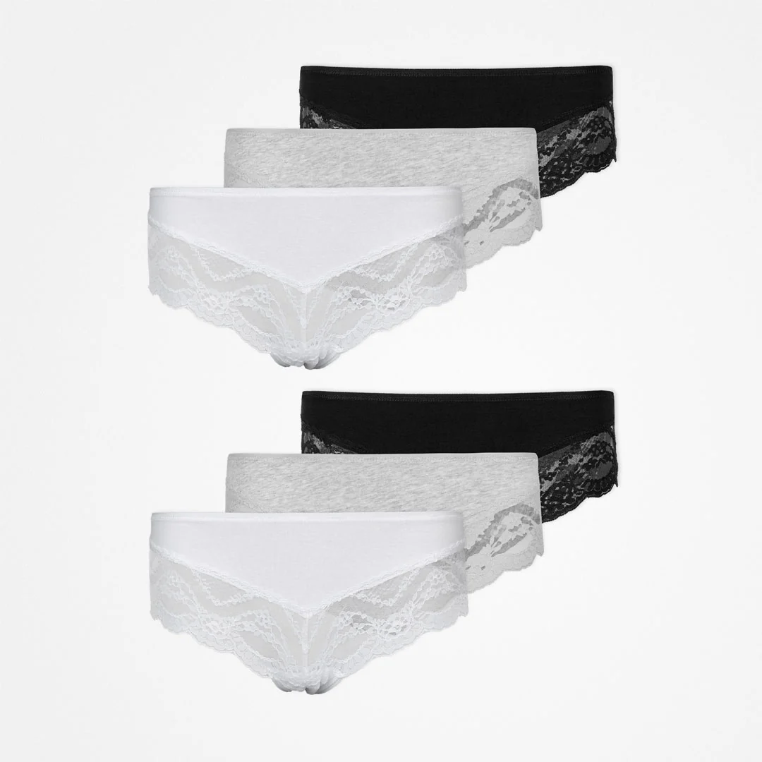 Hipster Panties mit Spitze | Mix (Weiß/Hellgrau/Schwarz) - Image 14