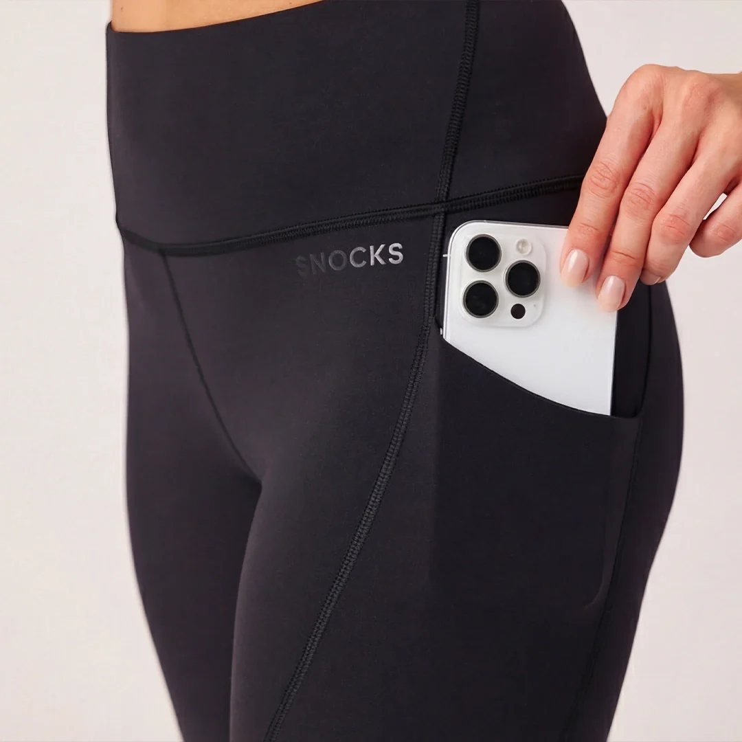 Premium High Waist Leggings mit Taschen | Schwarz - Image 3