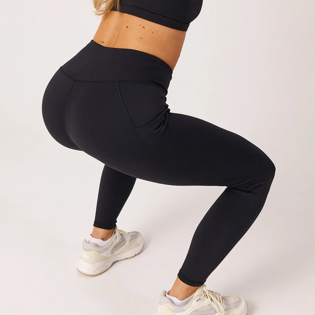 Premium High Waist Leggings mit Taschen | Schwarz - Image 4