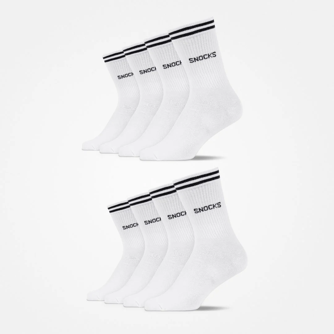 Hohe Sportsocken mit Streifen | Weiß - Image 9