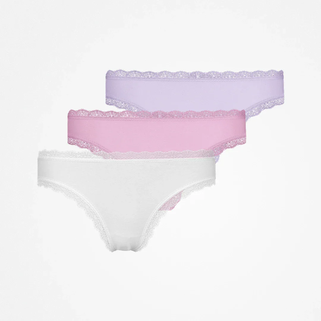 Tangas mit Spitze | Mix (Weiß/Rosa/Lila)
